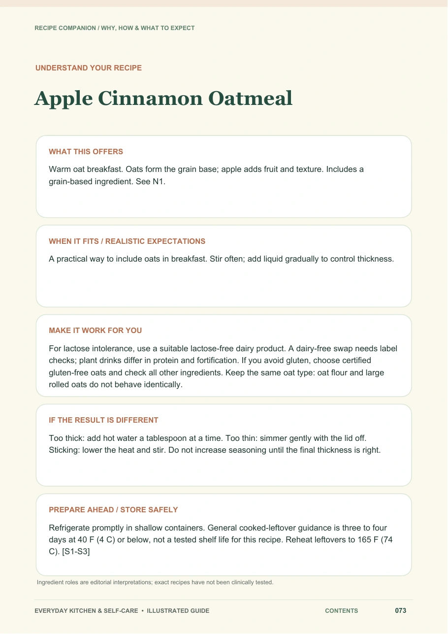 Actual Apple Cinnamon Oatmeal understand page from the guide